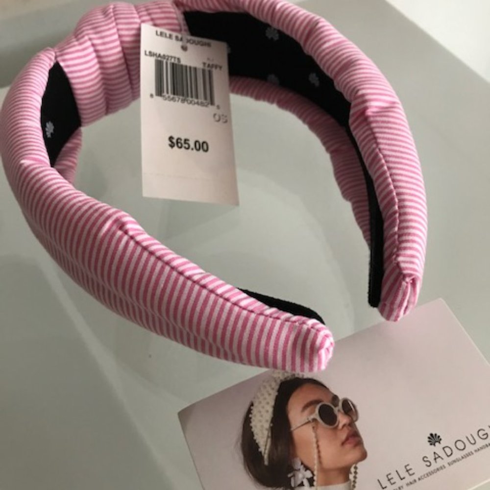 LELE SADOUGHI Pink Striped Petite Knot Headband - Picture 6 of 7